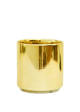 Load image into Gallery viewer, Cylindrical Ceramic Planter, Gold 7&quot; Wide
